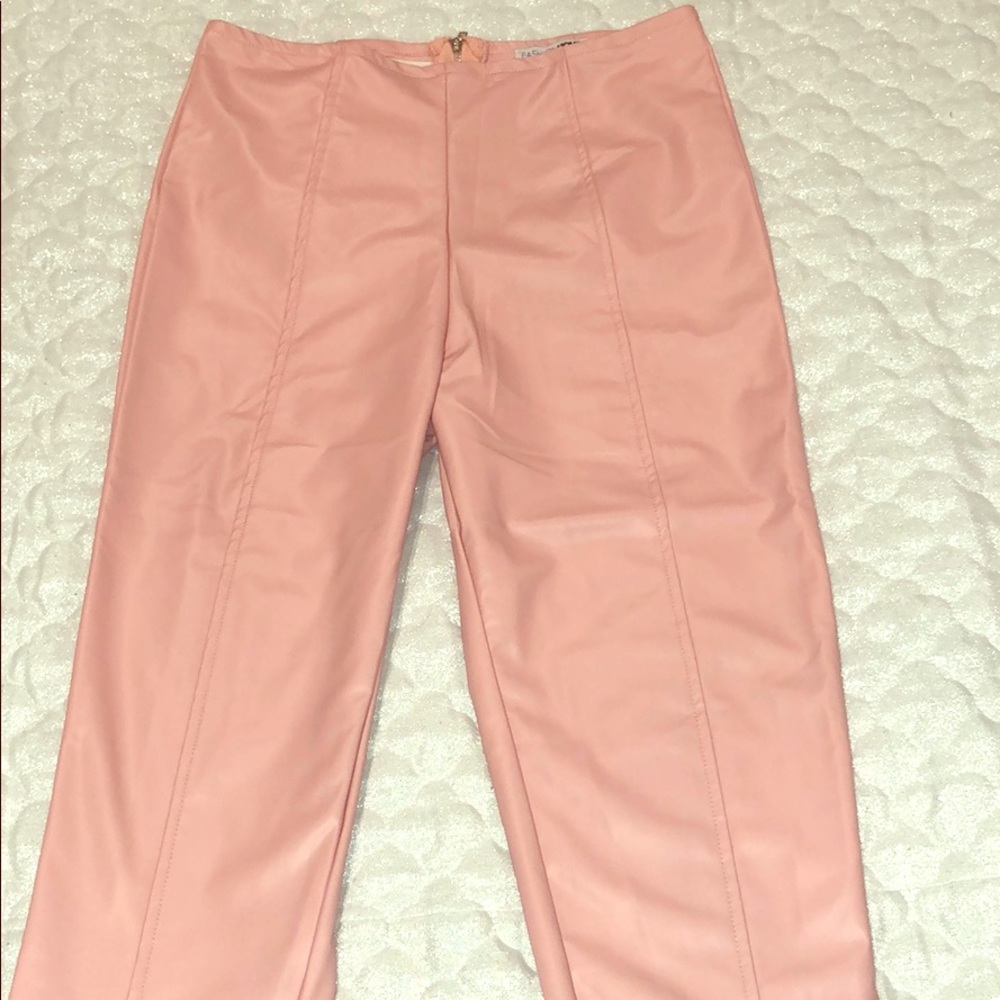 Fashion Nova High Waisted Pink Leather pants